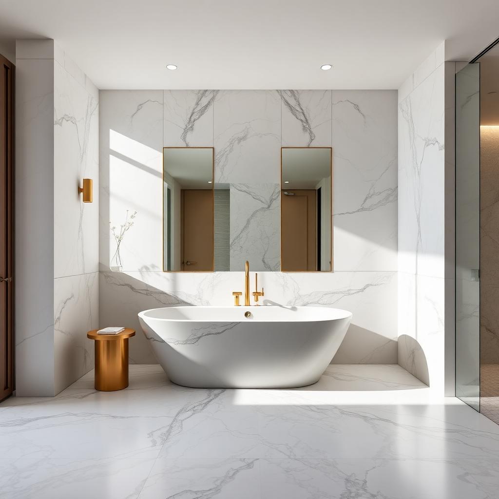 Marble tiled bathroom